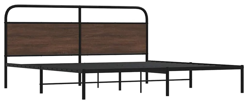 Estrutura cama sem colchão 200x200cm metal carvalho castanho
