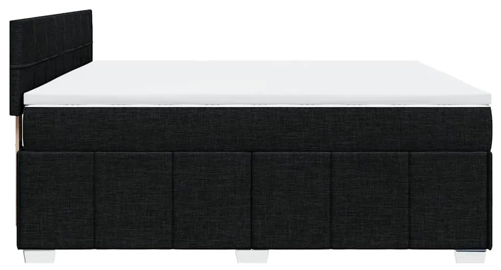 Cama com molas/colchão 200x200 cm tecido preto
