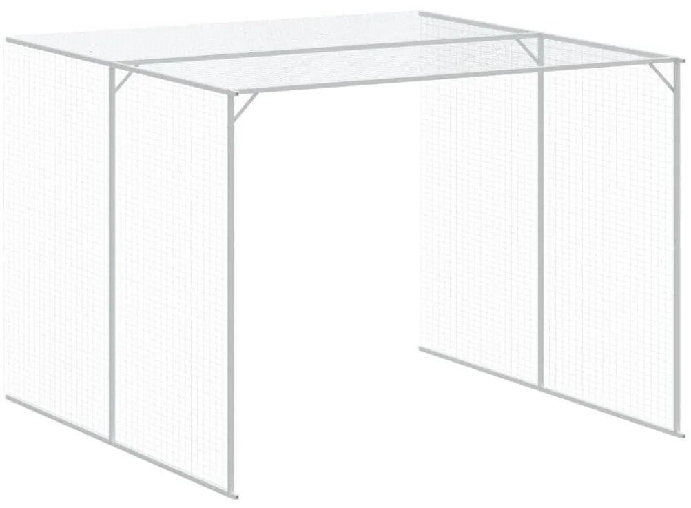 Casota cães c/ parque 214x457x181 cm aço galvaniz. cinza-claro