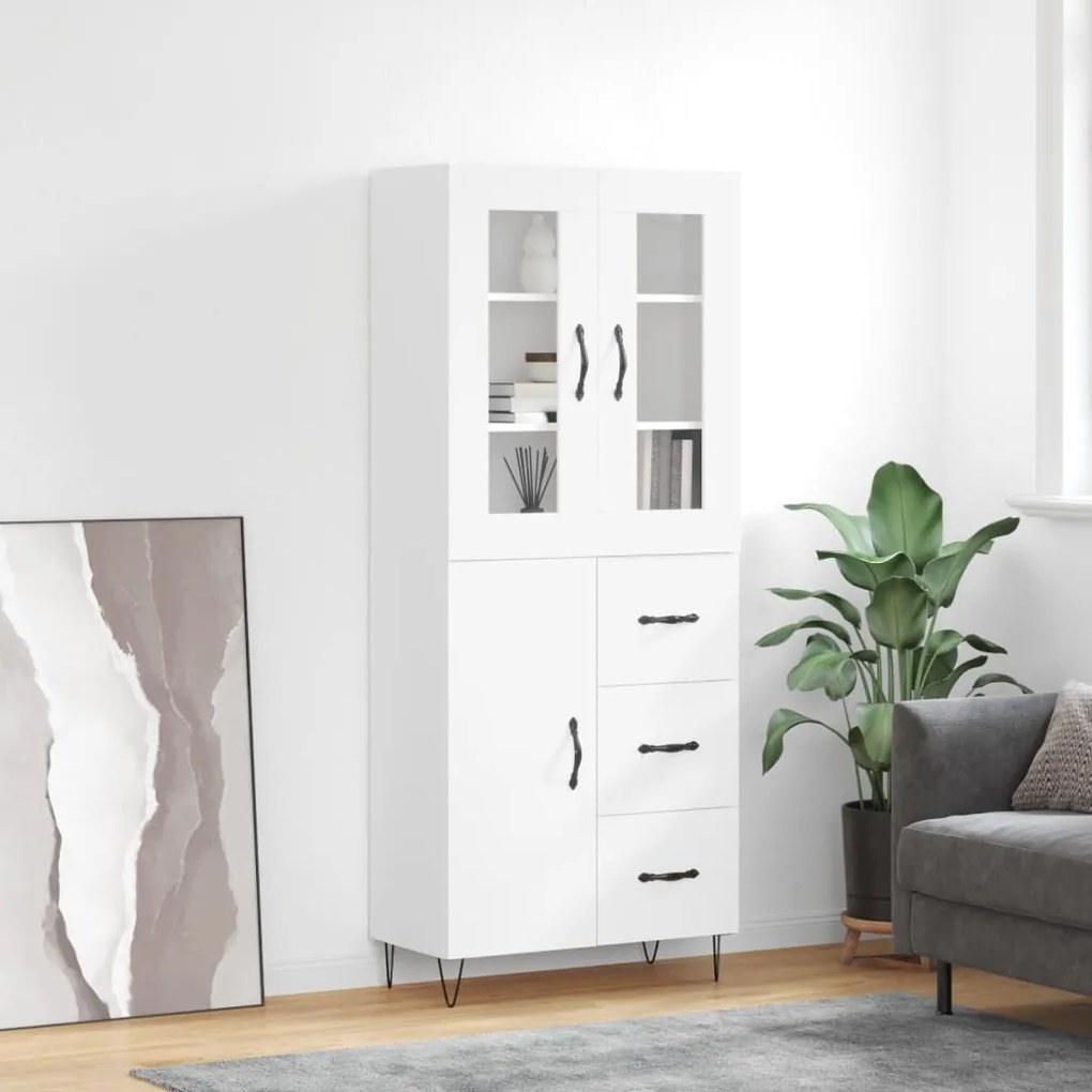 vidaXL Armário alto 69,5x34x180 cm derivados de madeira branco