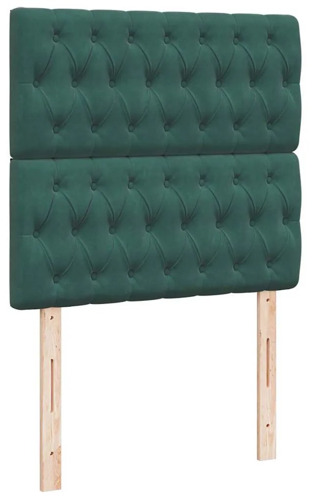 Estrutura de cama otomana colchões 90x200cm veludo verde escuro