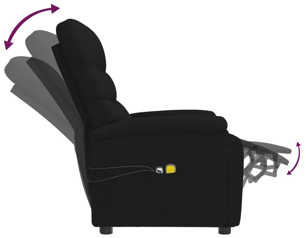 Poltrona de massagens elétrica tecido preto
