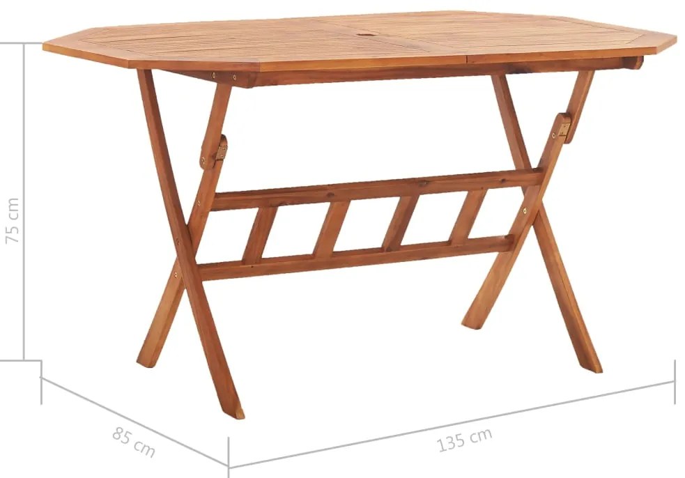 Mesa de jardim dobrável 135x85x75 cm madeira de acácia maciça