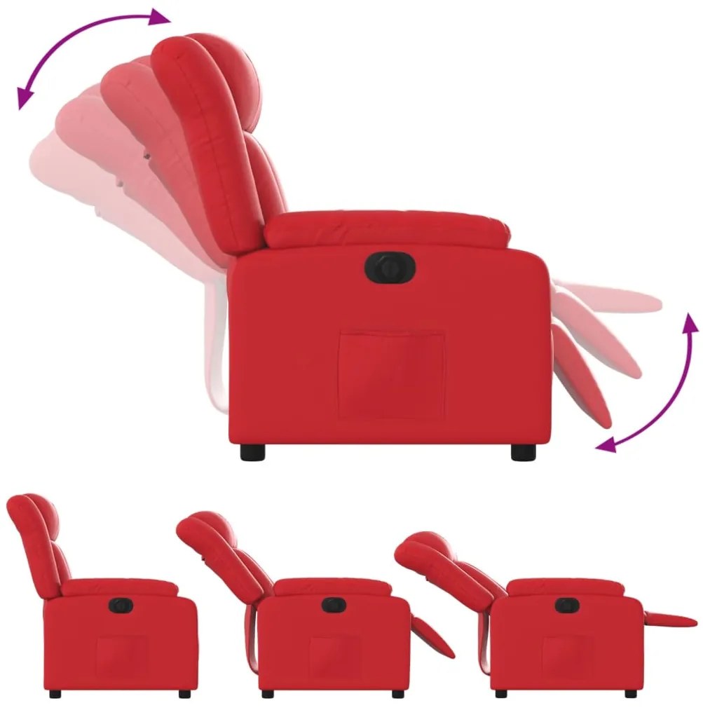 Poltrona reclinável elétrica couro artificial vermelho