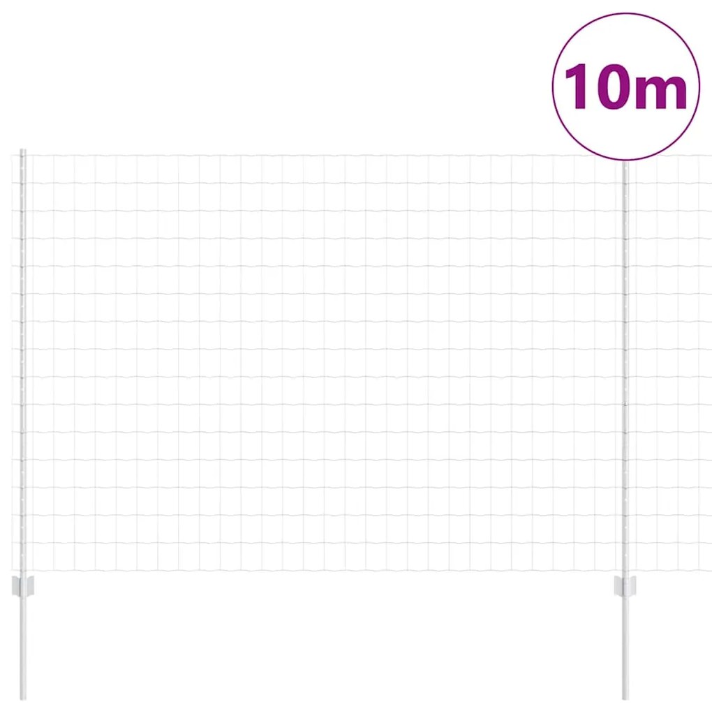 Cercas Euro com 10 Postes Prata 1,5x10 m Aço