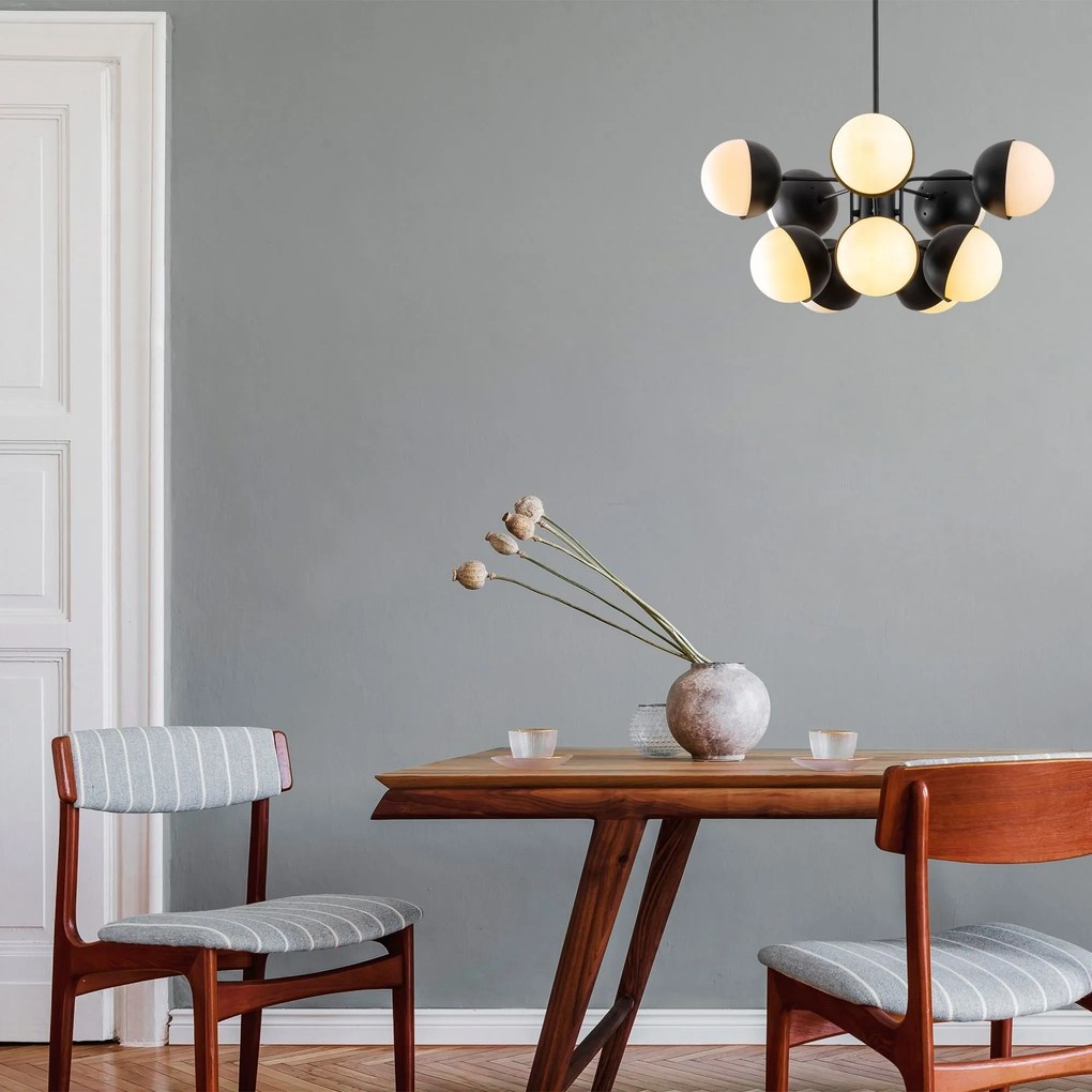 Candeeiro de Teto Karsor – Branco/Preto – 68 x 68 cm