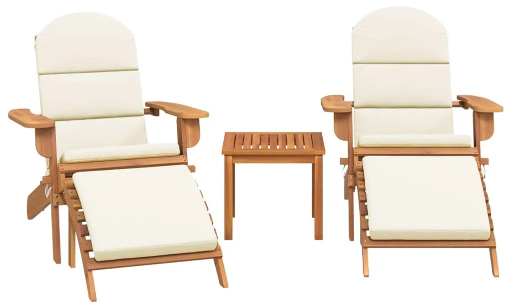 3 pcs conjunto lounge de jardim Adirondack acácia maciça