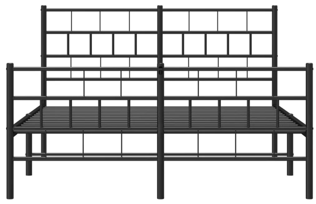 Estrutura de cama com cabeceira e pés 140x190 cm metal preto