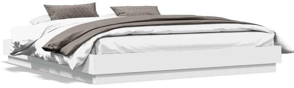 Estrutura de cama com luzes LED 180x200 cm branco