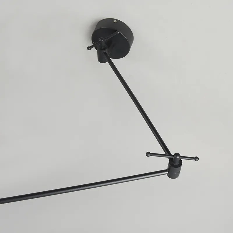 Candeeiro de suspensão preto com abajur 35 cm cinzento claro ajustável - Blitz Moderno