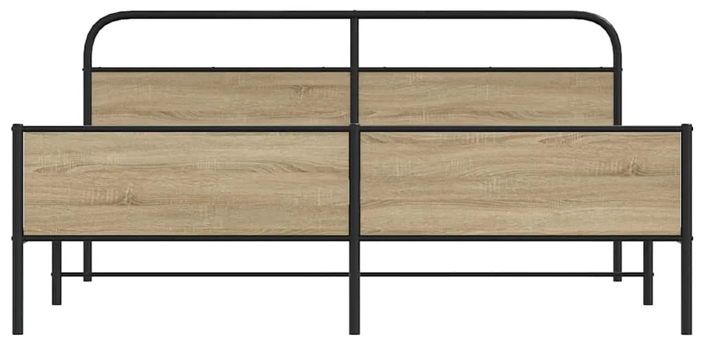 Estrutura de cama sem colchão 200x200cm metal carvalho fumado