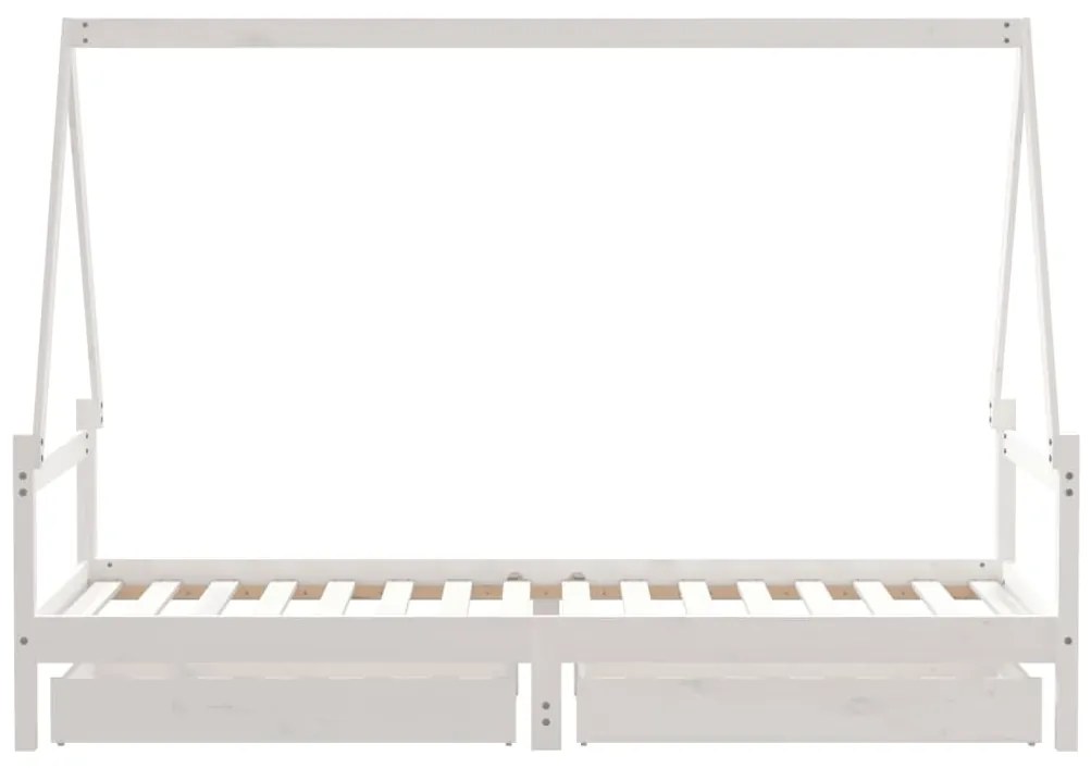Estrutura cama infantil c/ gavetas 90x200cm pinho maciço branco