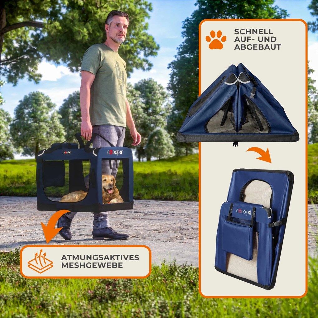 Transportadora para cães dobrável L 70x52x50cm azul