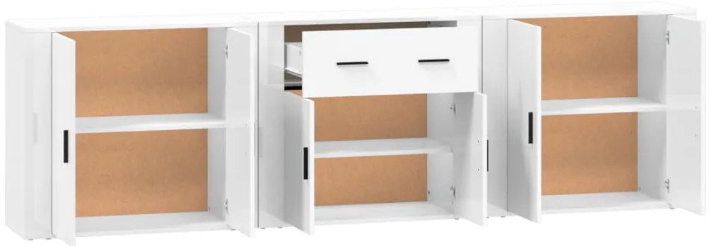 Aparadores 3 pcs madeira processada branco