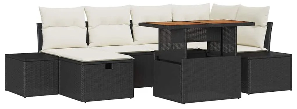 Conjunto de Jantar de Jardim com 7 Peças e Almofadas em Rattan Sintéti