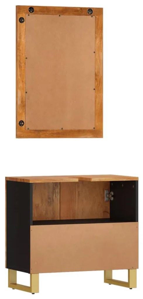 2 pcs conjunto de móveis p/ WC mangueira maciça castanho/preto