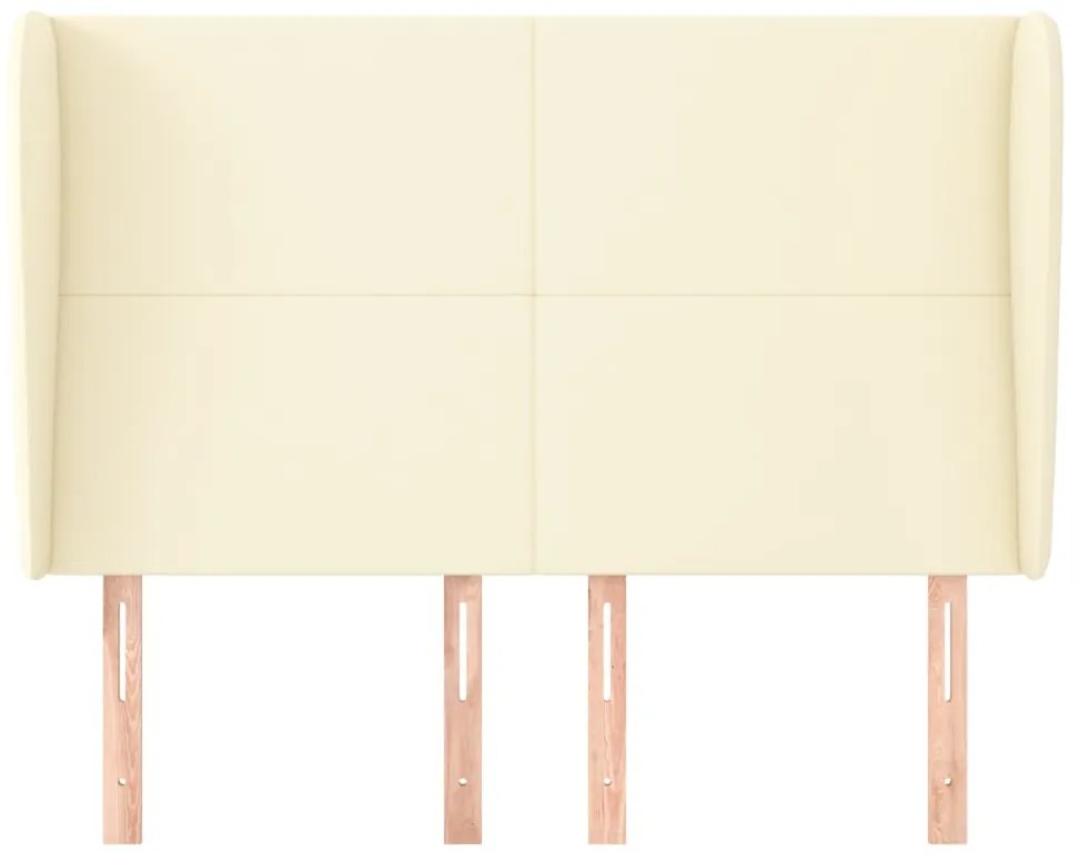 Cabeceira cama c/ abas couro artificial 147x23x118/128 cm creme