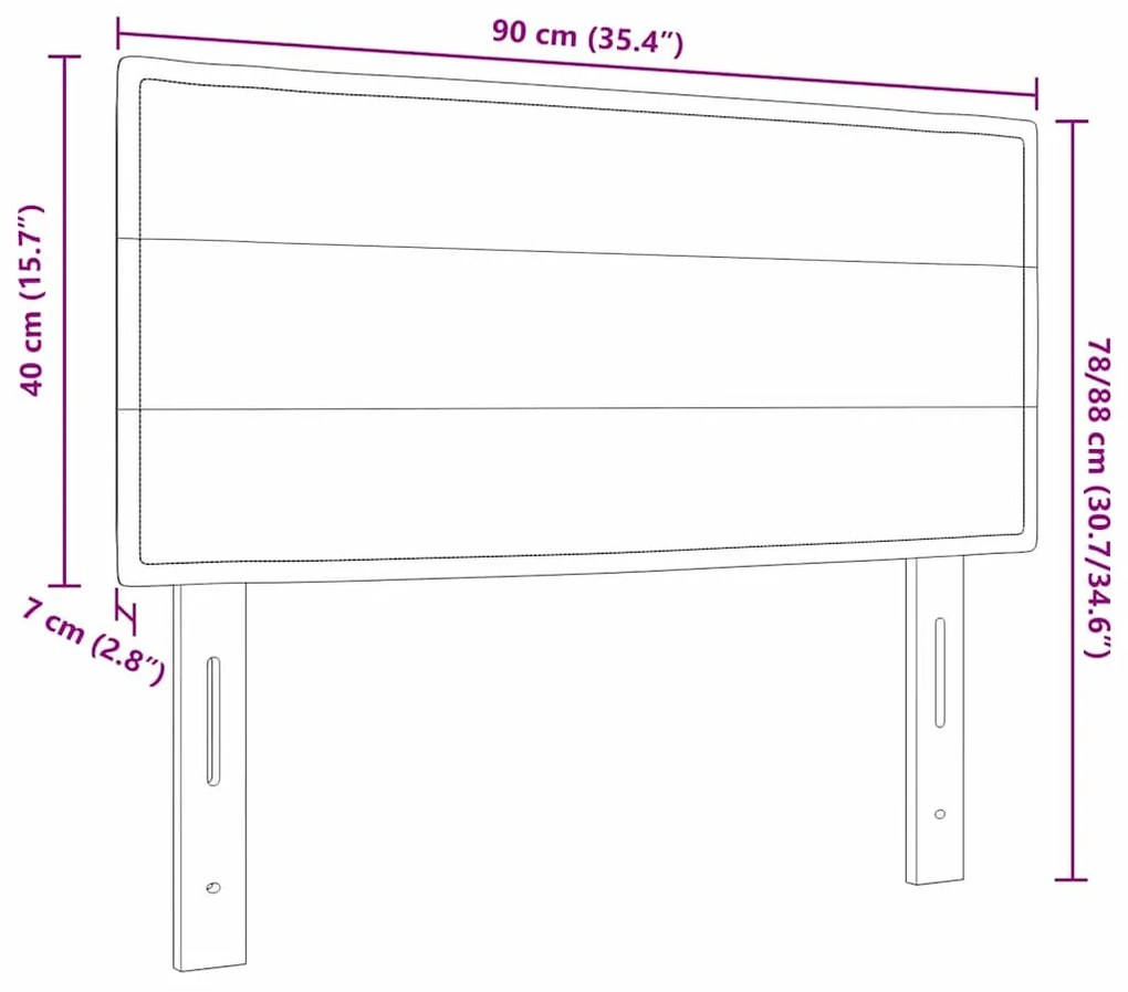 Cabeceira vidaXL Design Linhas Preto 90 cm Tecido