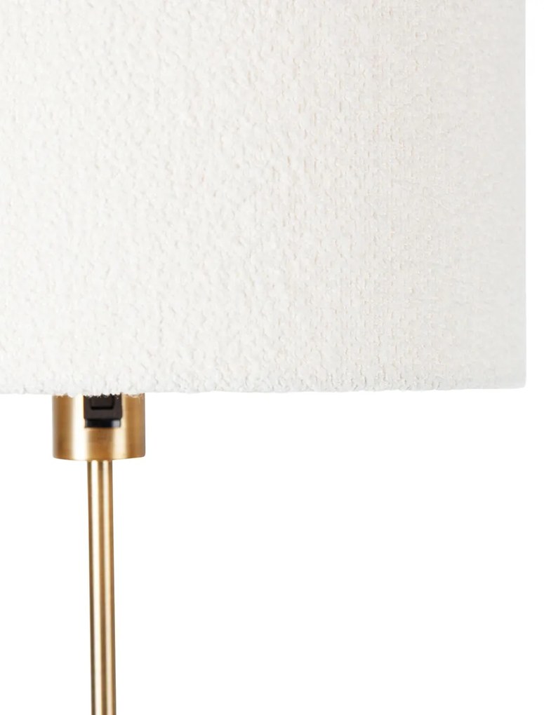 Candeeiro de chão regulável bronze com abajur boucle branco 35 cm - Parte Design