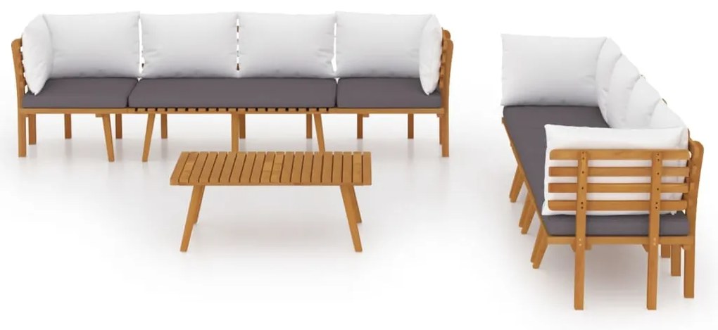 8 pcs conjunto lounge de jardim com almofadões acácia maciça