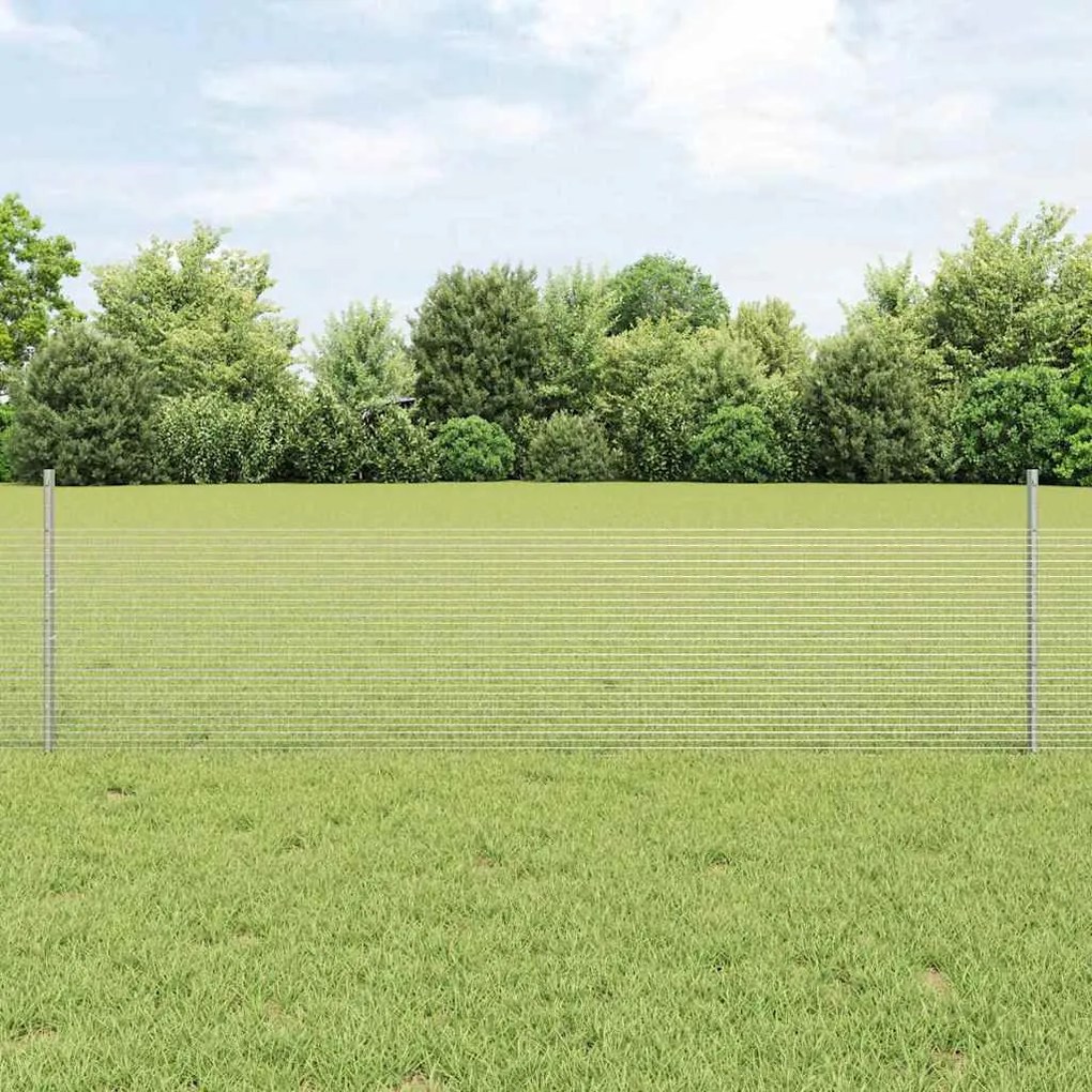 vidaXL Cerca com Postes Prateado 0.5 x 10 m Aço
