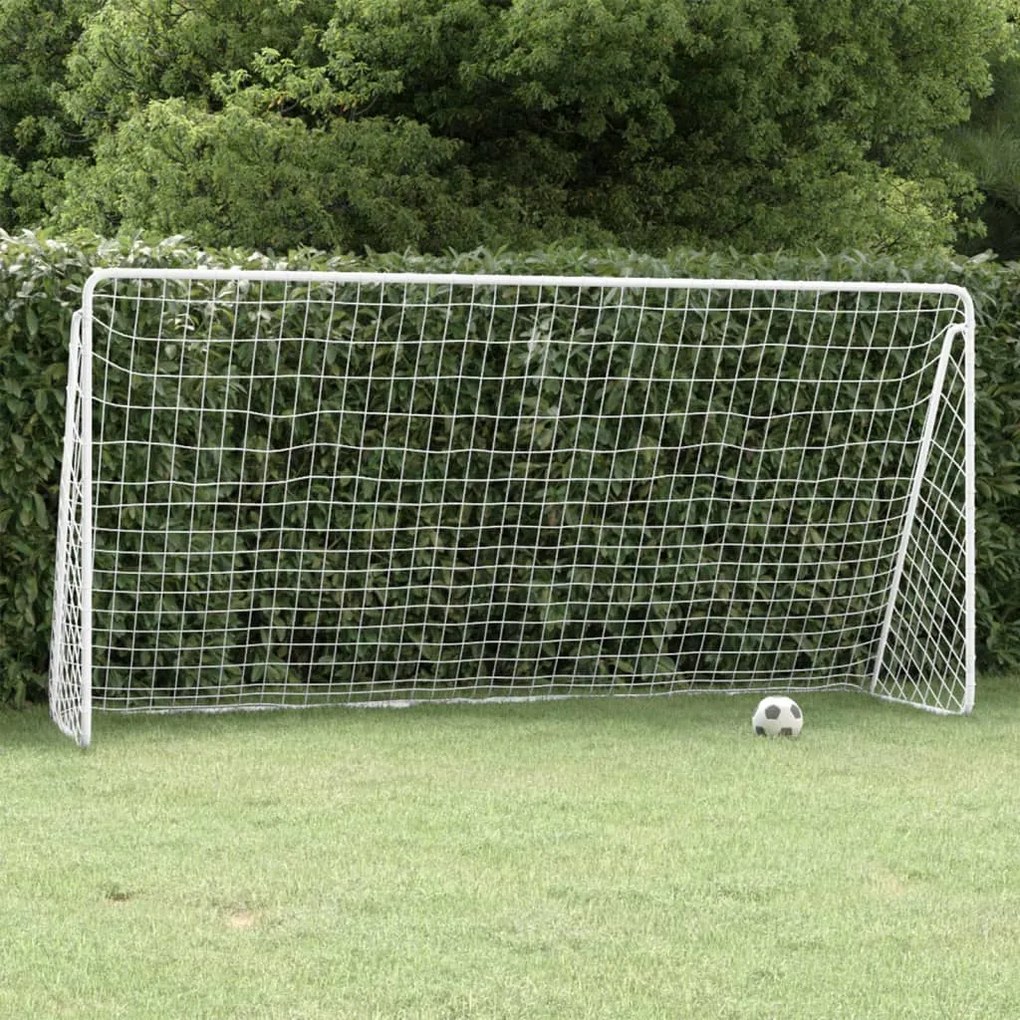 93371 vidaXL Baliza de futebol com rede 366x122x182 cm aço branco