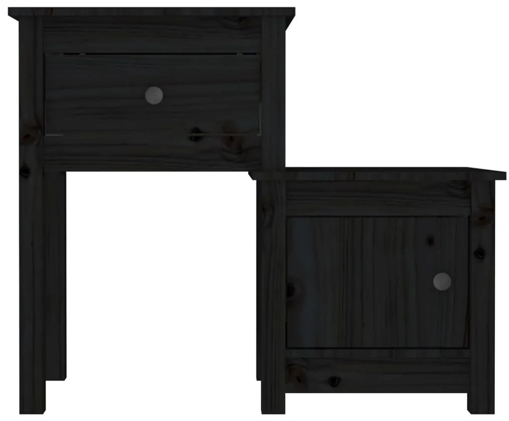 Mesas de cabeceira 2 pcs 79,5x38x65,5 cm pinho maciço preto