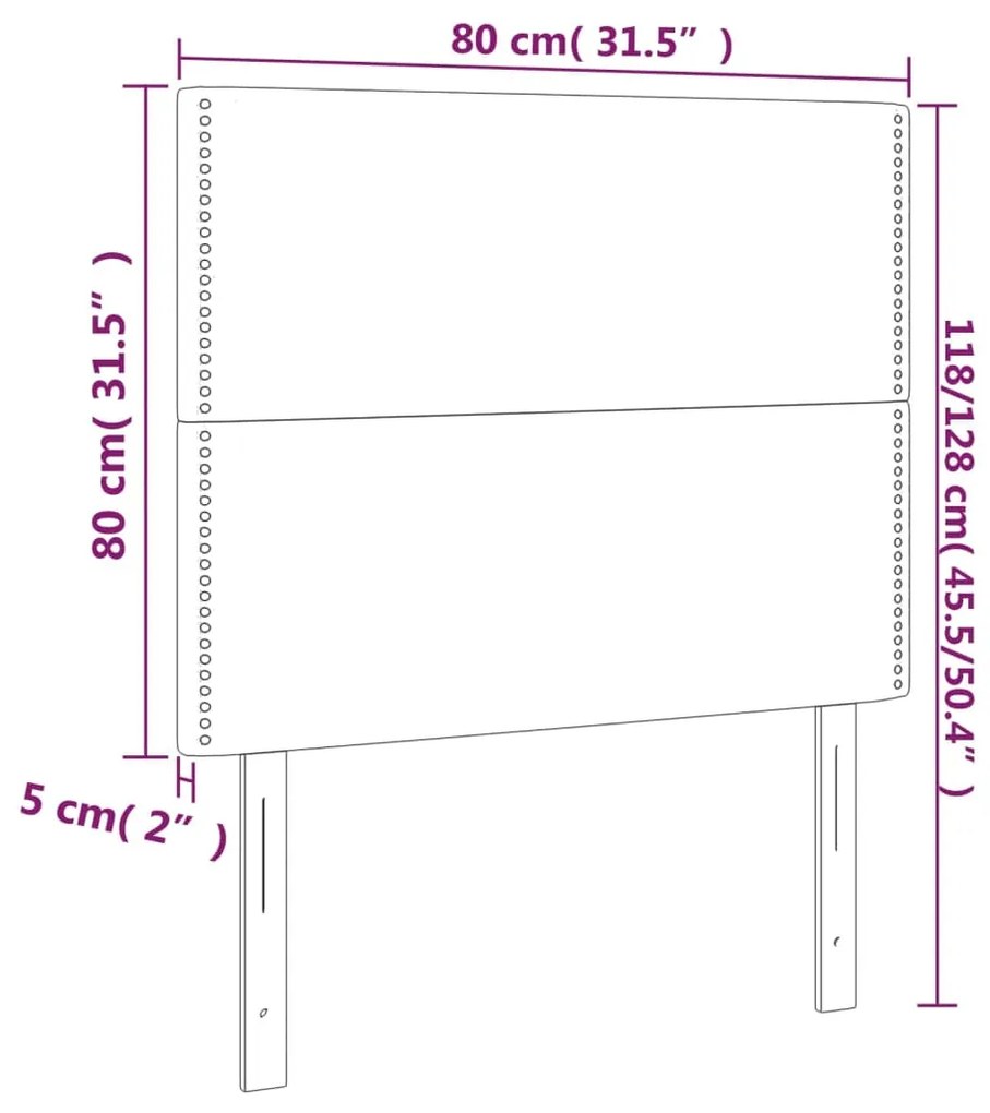 Cabeceira de cama 2 pcs couro artificial 80x5x78/88 cm branco