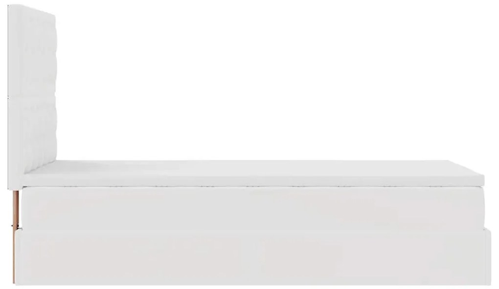 Cama otomana com colchão 90x200 cm couro artificial branco