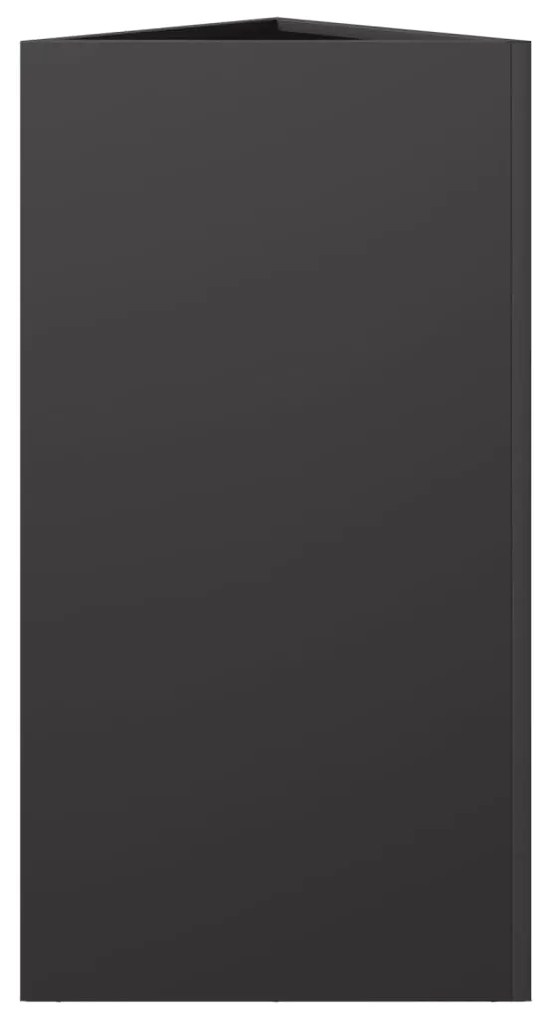 Vaso/floreira de jardim triangular 40x34,5x70 cm aço preto