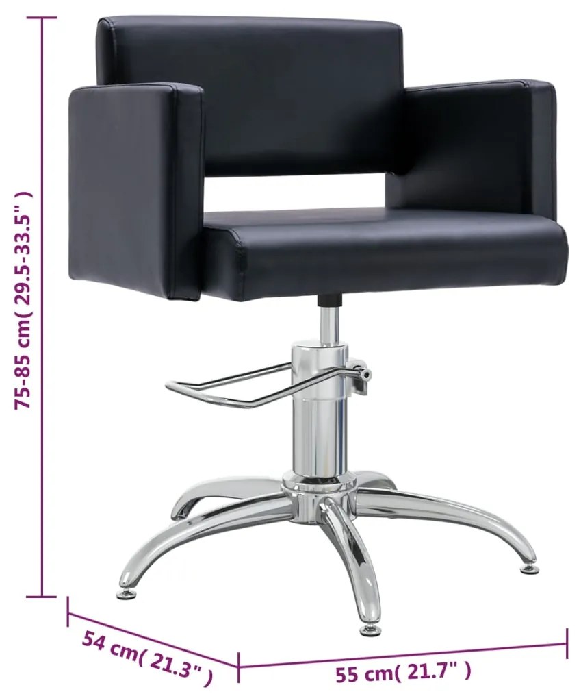 Cadeira de Cabeleireiro em Couro Artificial - Preto - Design Moderno