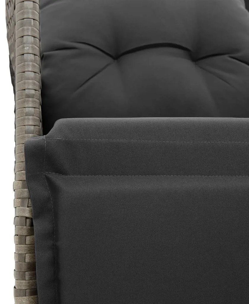 9 pcs conjunto bistrô de jardim c/ almofadões vime PE cinzento