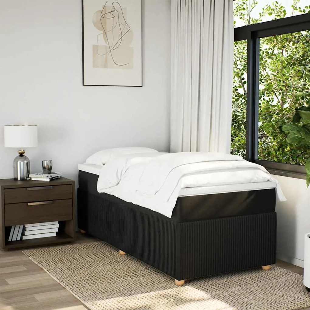 Cama com molas/colchão 100x200 cm tecido preto