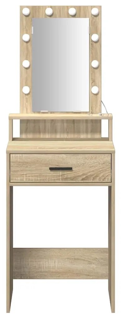 Mesa de Maquiagem com Luzes LED - Carvalho Sonoma - 50x41x140 cm