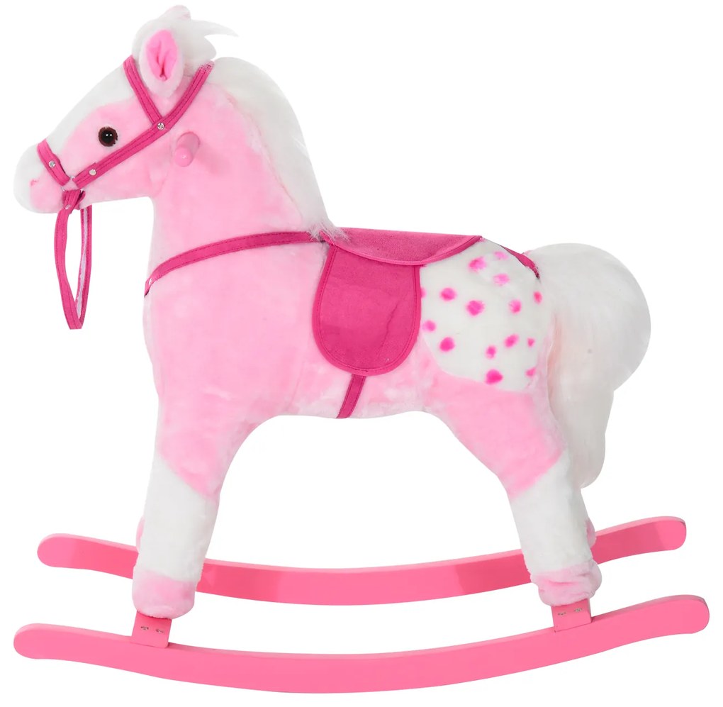 Cavalo de Baloiço para crianças a partir de 3 anos com Sons 74x28x65cm Rosa