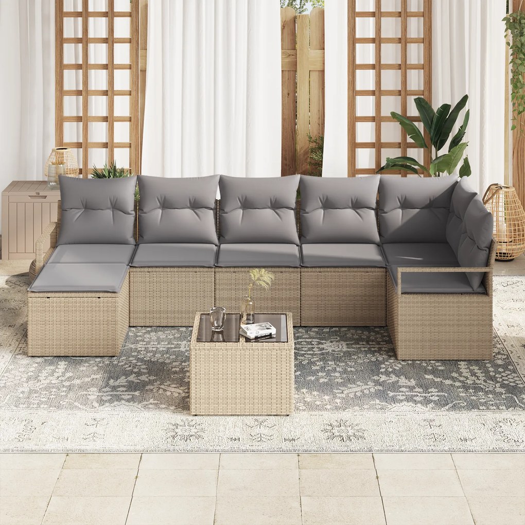 Conjunto de Sofá de Jardim vidaXL 8 Peças com Almofadas Preto em Vime