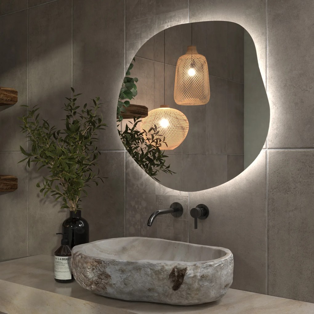 Espelho LED orgânico com iluminação A34 50×48