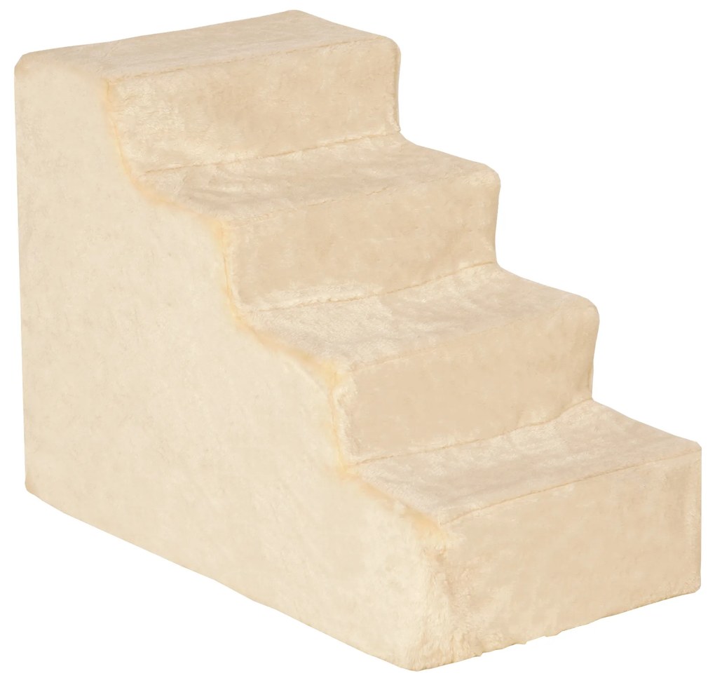 Escada para Animais de Estimação com 4 Degraus 2 em 1 com Capa Removível e Lavável Escada 60x35x44 cm Bege
