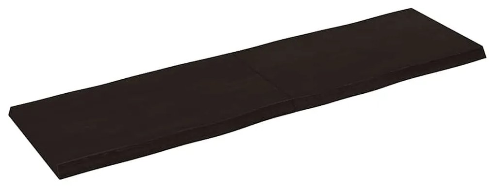 Tampo de mesa com bordas vivas maciço tratado castanho-escuro