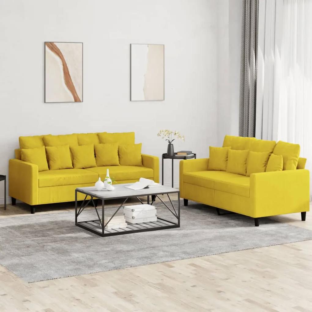 3201706 vidaXL 2 pcs conjunto de sofás com almofadões veludo amarelo