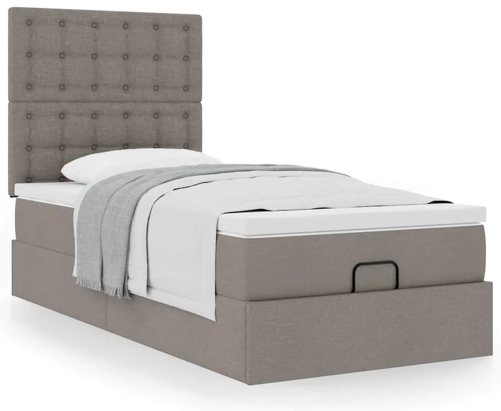 Cama otomana com colchão 100x200 cm tecido cinza