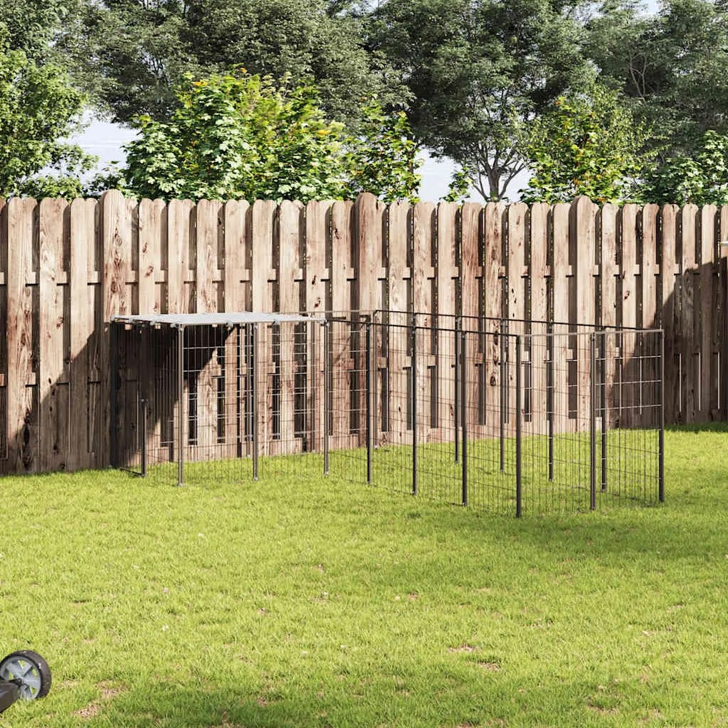 vidaXL Canil 4,84 m² aço preto