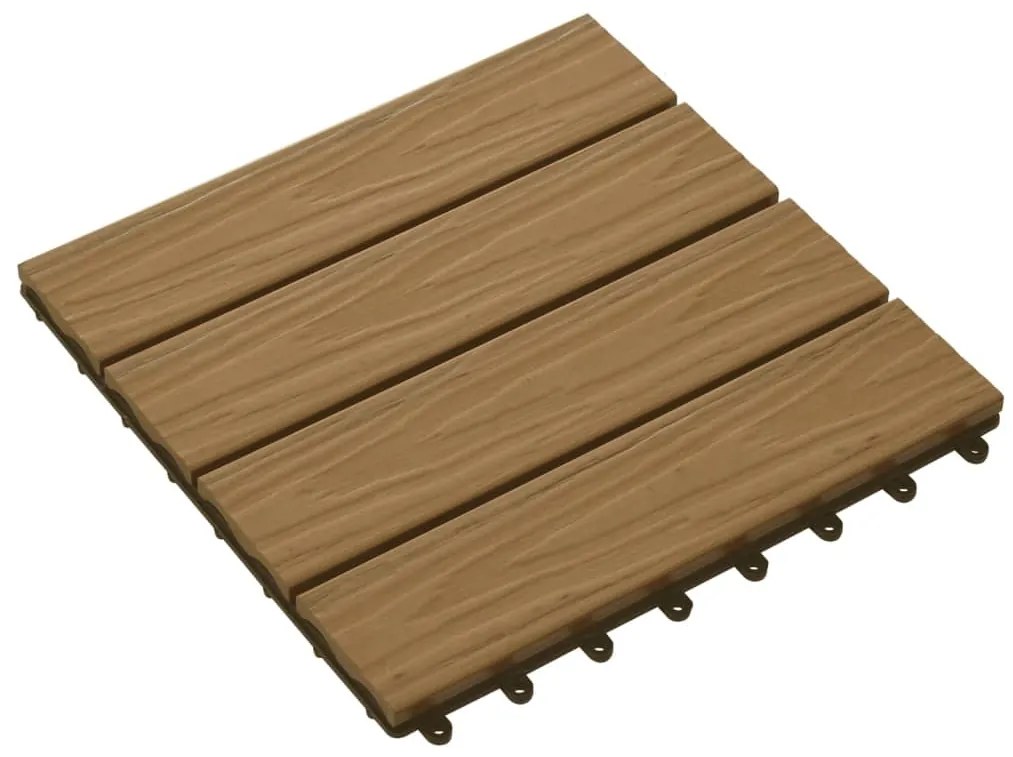 Ladrilho pavimento relevo profundo 11 pcs WPC 1m² cor de teca
