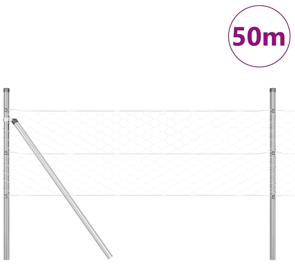 Cerca Hexagonal vidaXL 0,5x50 m de Aço Galvanizado