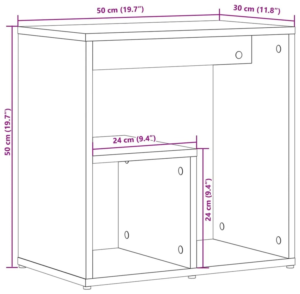 Mesa de apoio 50x30x50 cm contraplacado cinzento cimento