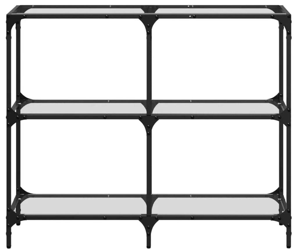 Mesa consola com tampo em vidro transparente 98x30x81 cm aço
