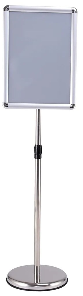Expositor de chão A3 Moldura para publicidade de chão 32,7 x 45 x 89,5 x 89,5-134 cm Bar, restaurante, café Prateado e branco