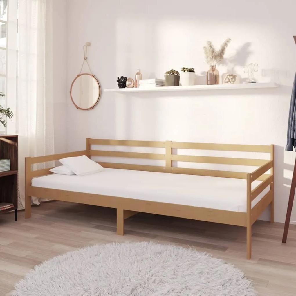 Sofá-cama com colchão 90x200 cm pinho maciço castanho mel
