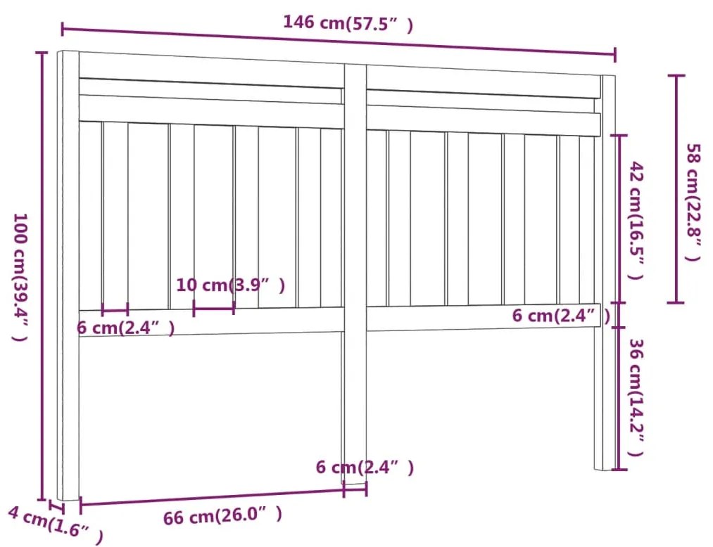 Cabeceira de cama 146x4x100 cm pinho maciço