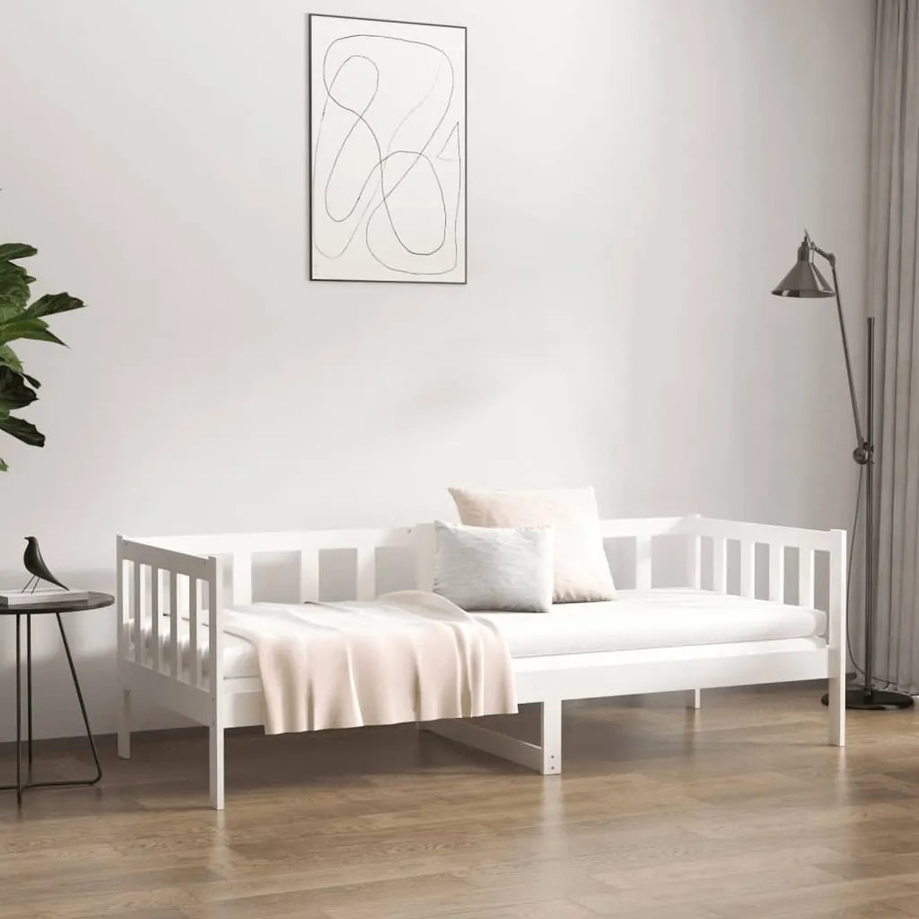 Sofá-cama sem colchão 80x200 cm madeira de pinho maciça branco